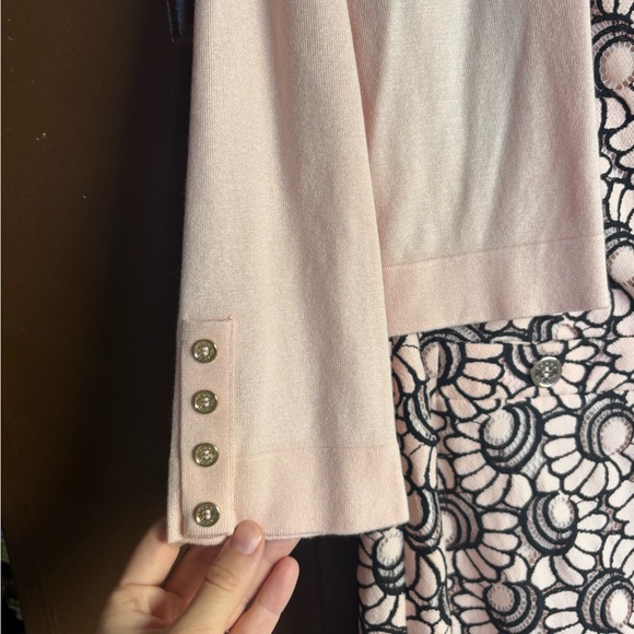 Pink and Black Floral Dress with Cardigan - Picture 4 of 5